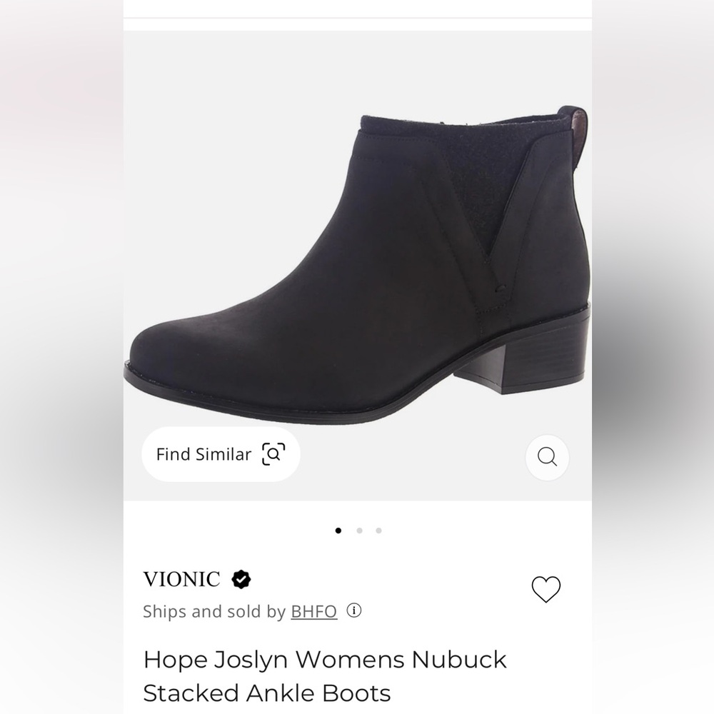 Vionic Joslyn Nubuck Black Ankle Booties